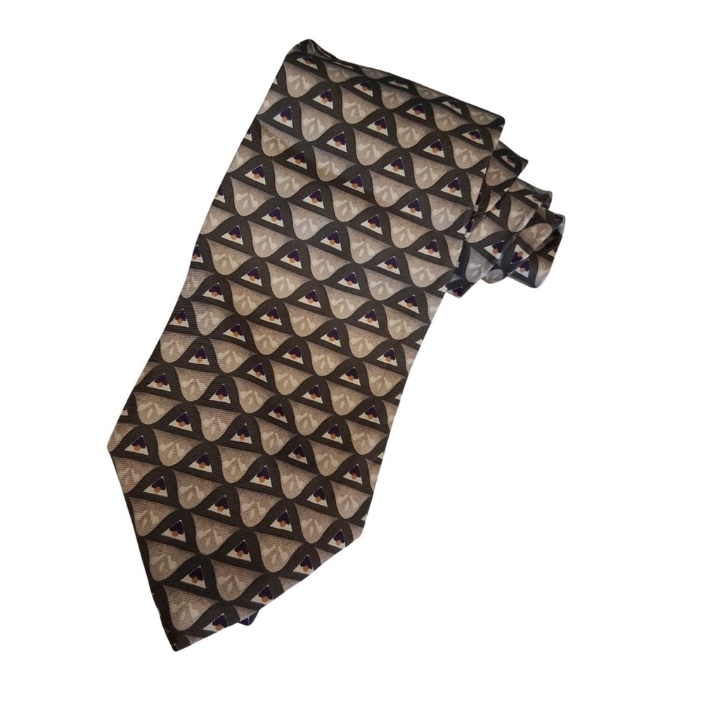 Christian Dior Monsieur 100% Silk Tie Geometric Pattern Italy/USA Vintage EUC